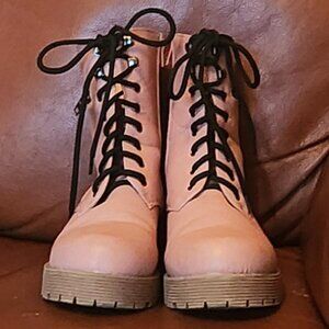 CINAK WOMEN  PINK BOOTS WITH ZIPPER SIDE POCKET